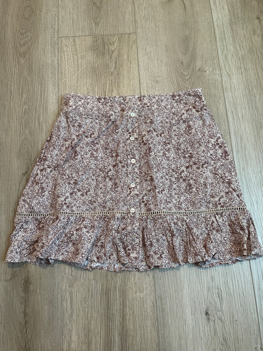 Pink Lily Floral Mini Skirt with Built In Shorts Small